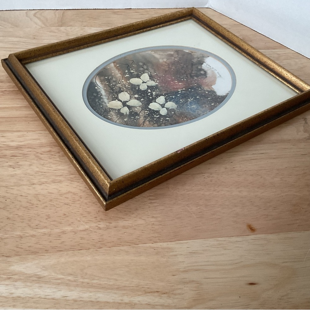 Original Watercolor Painting Framed Flower Bird Tree Brown Signed Donna Watson - Picture 9 of 15